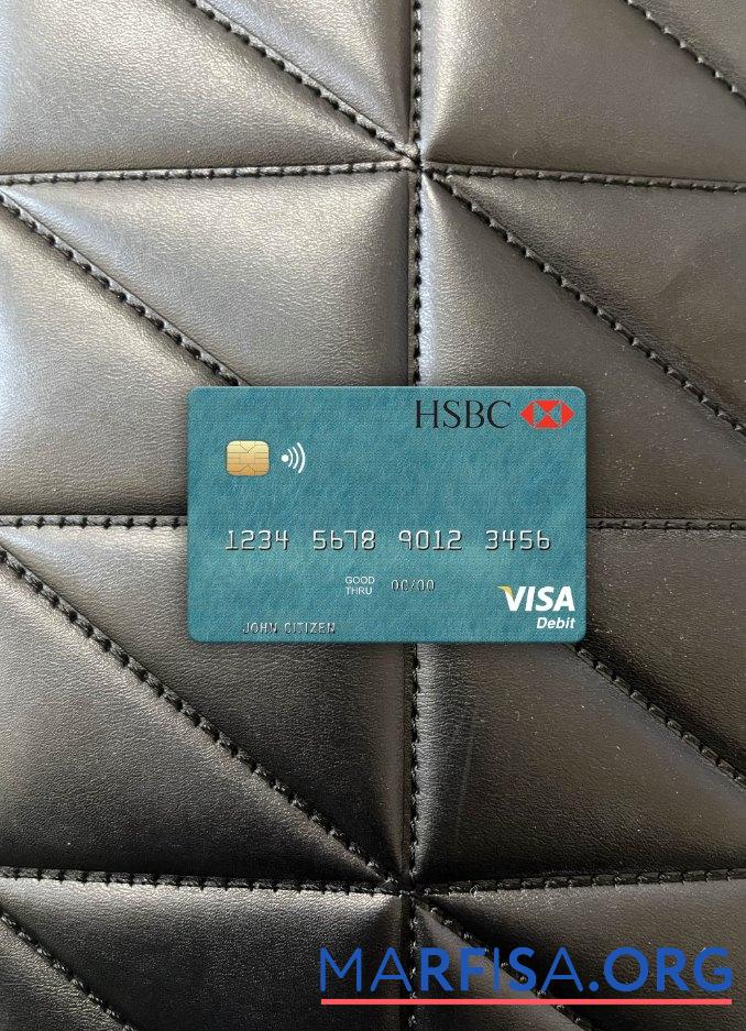 Blank Egypt HSBC Bank visa debit card photolook front download for verification